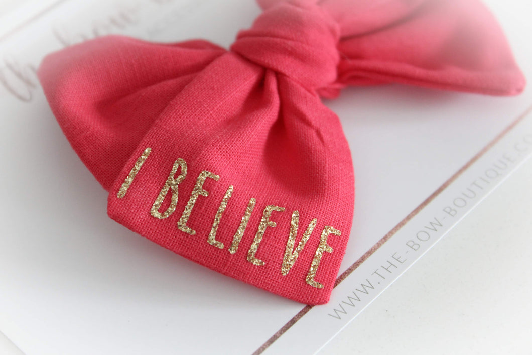 Christmas believe glitter bows