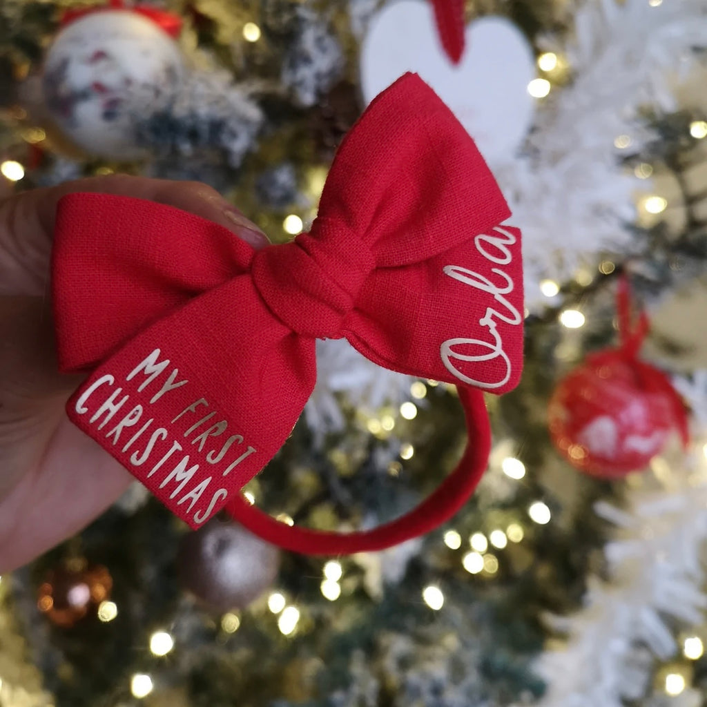 My first Christmas personalised Bow | Clip, headband or bobble