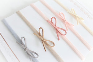 Petite neutral suede bow headbands