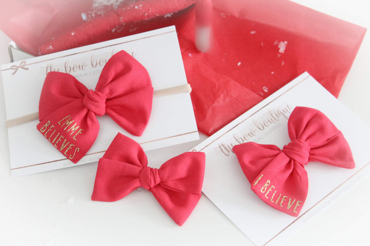 Christmas believe glitter bow | Clip, headband or bobble