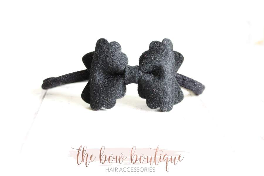 Small luxury scalloped felt bows | 23 Colours | Clip or headband