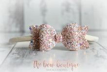 Load image into Gallery viewer, Small chunky glitter bows (25 Colours)