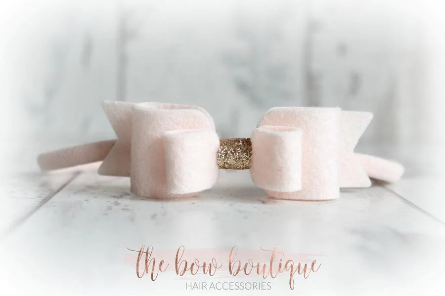 Double felt bows with gold centre | 25 colours | Clip or headband
