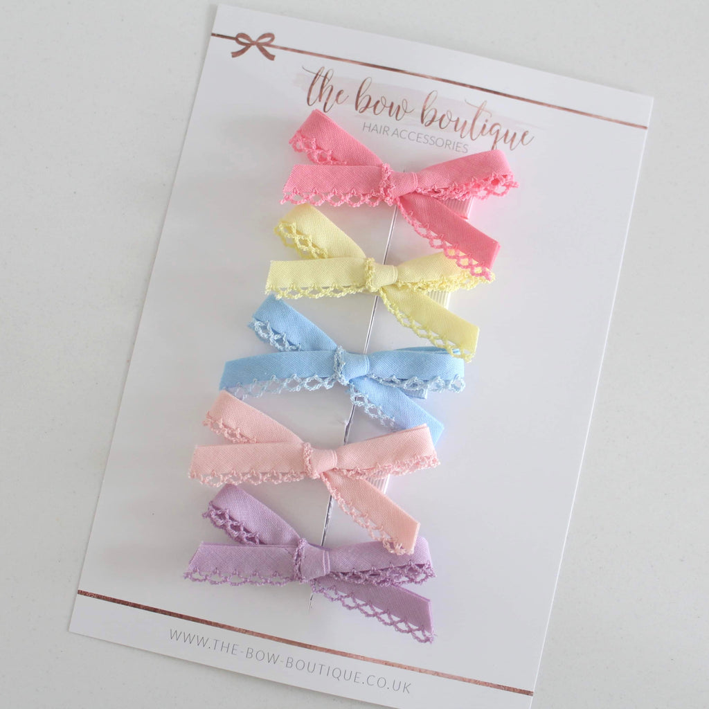 Summer hand tied dainty set I Clips or headbands