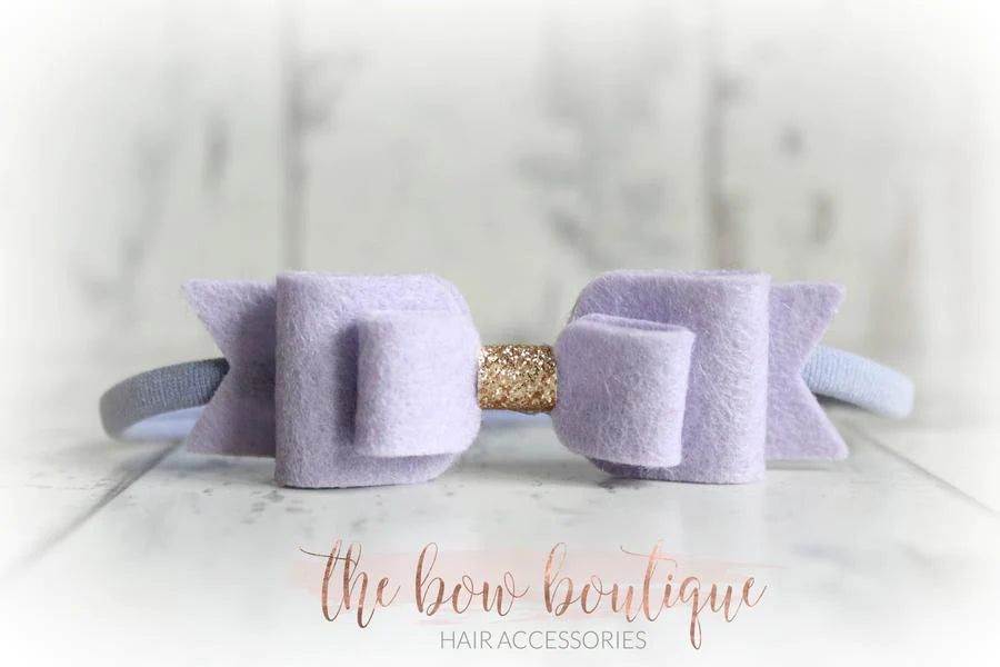 Double felt bows with gold centre | 25 colours | Clip or headband