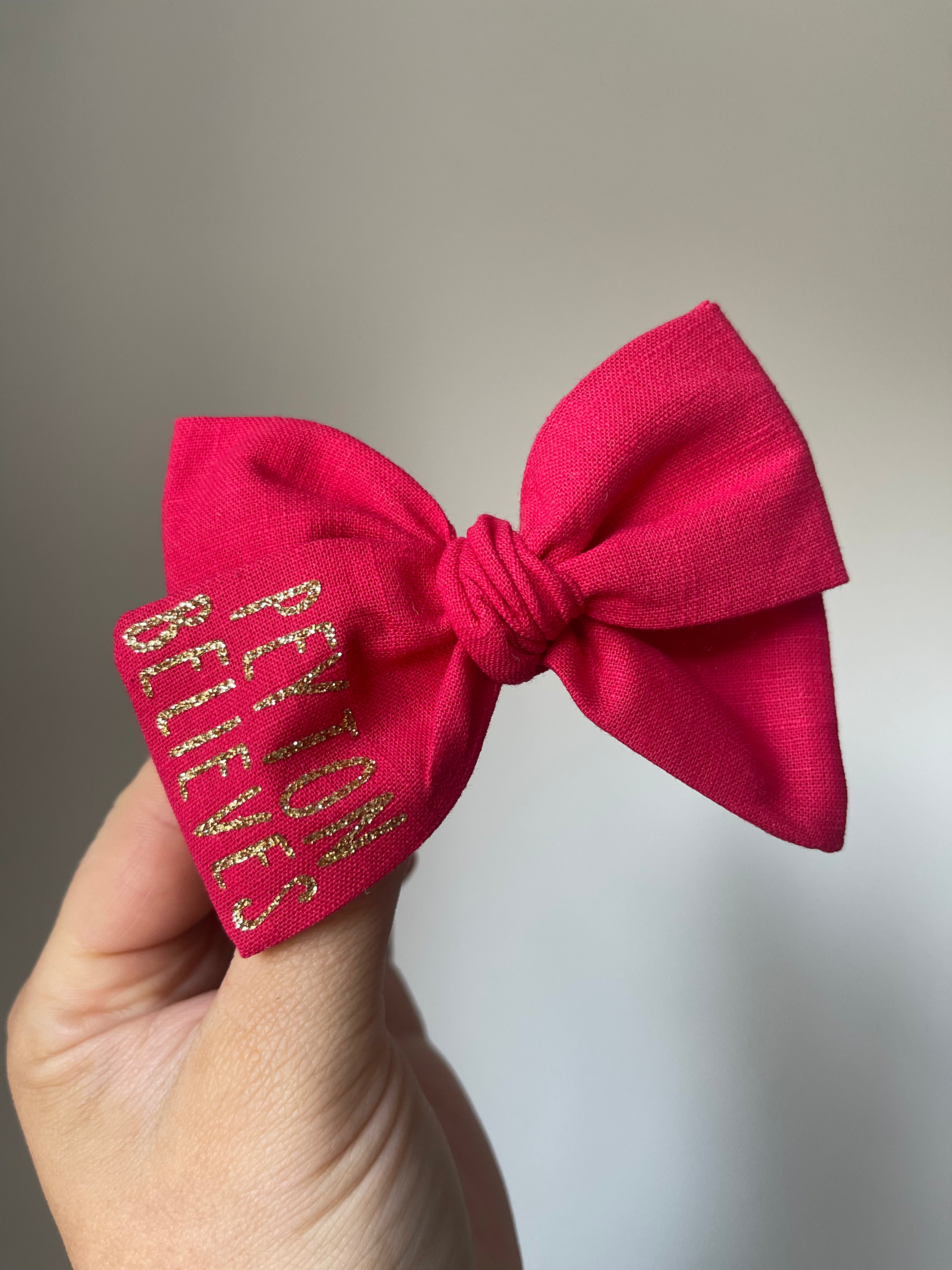 Christmas believe glitter bow | Clip, headband or bobble