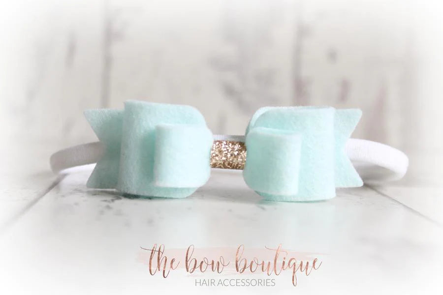 Double felt bows with gold centre | 25 colours | Clip or headband