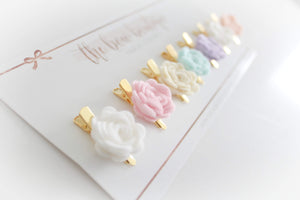Spring pastel mini flower clip set