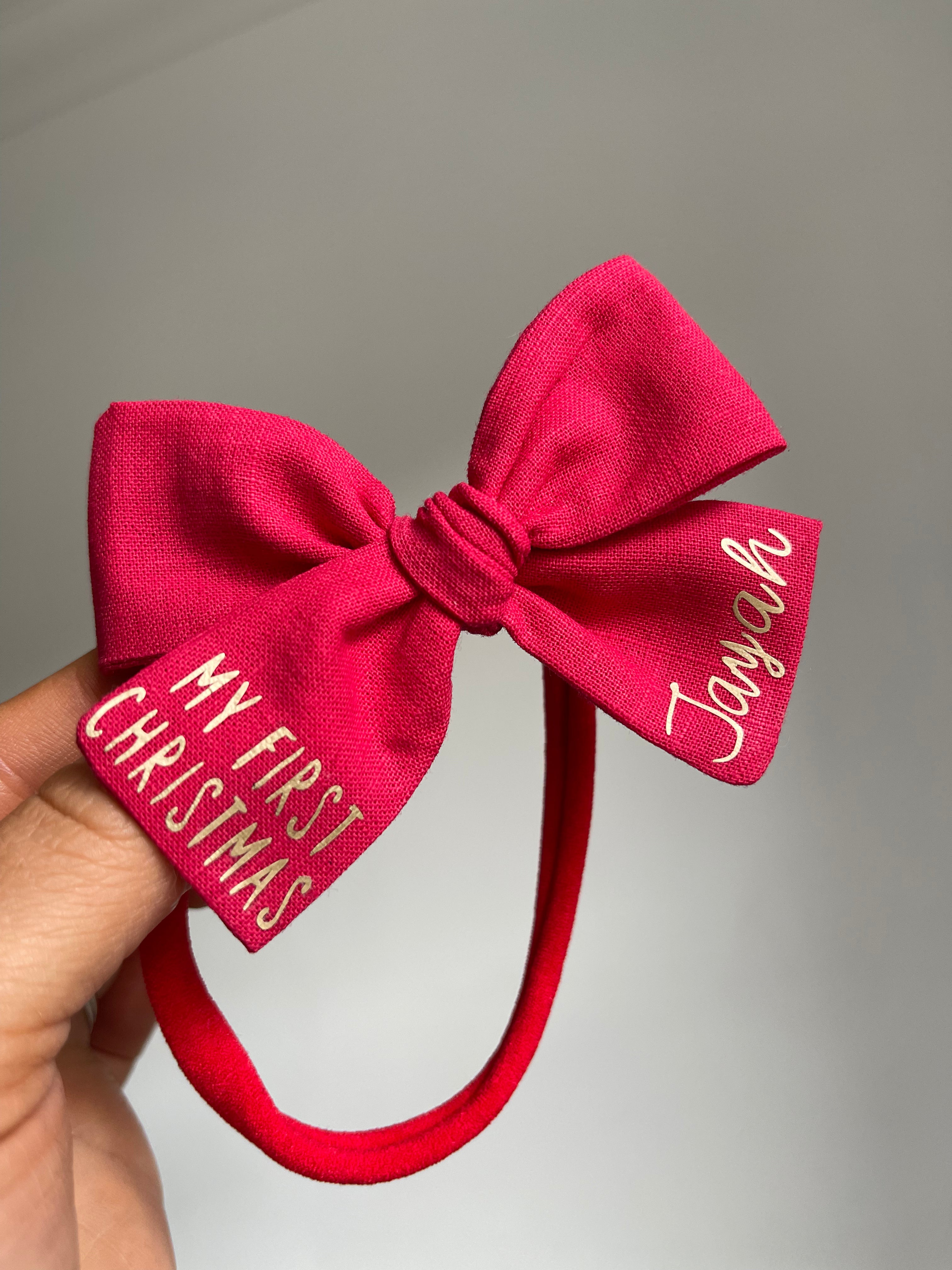 My first Christmas personalised Bow | Clip, headband or bobble