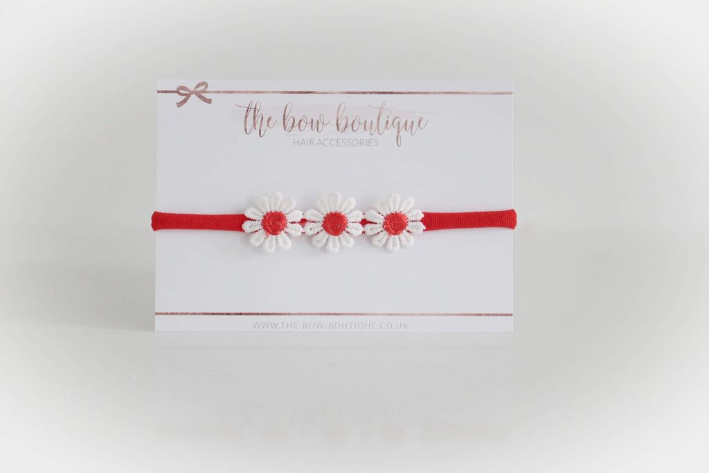 Red daisy flowers I clip or headband