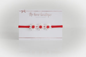Red daisy flowers I clip or headband
