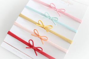 Petite summer suede bow headband set
