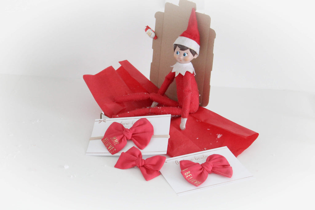Christmas believe glitter bow | Clip, headband or bobble