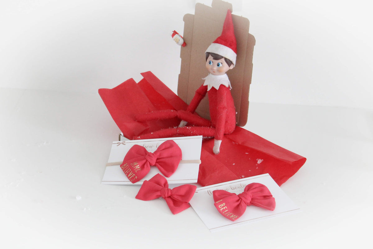Christmas believe glitter bow | Clip, headband or bobble