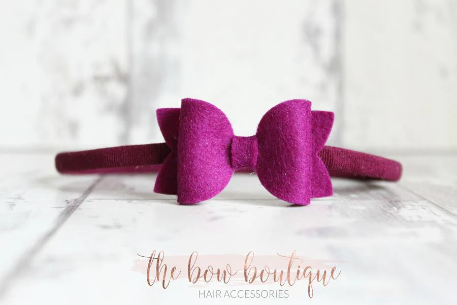 Mini deluxe felt bows | 25 Colours | Clip or headband