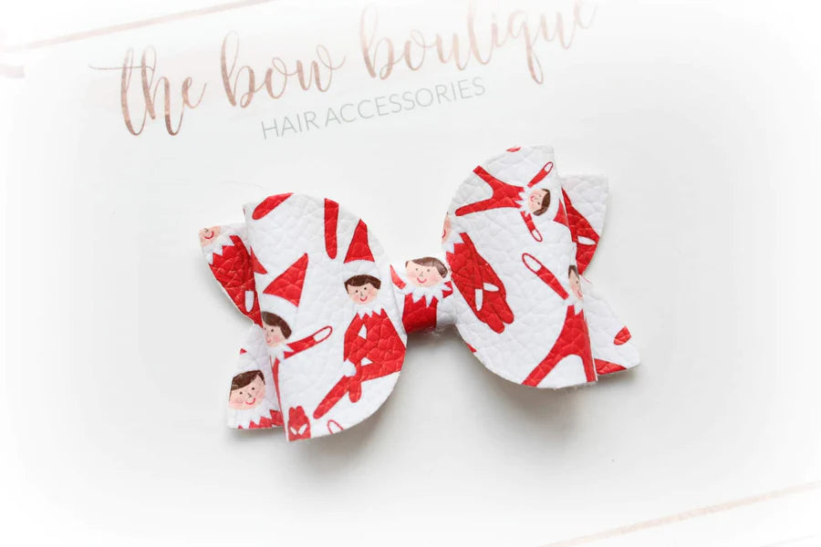 Red elf medium deluxe bow | Clip or headband