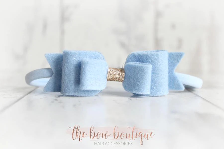 Double felt bows with gold centre | 25 colours | Clip or headband