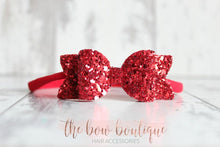 Load image into Gallery viewer, Small chunky glitter bows (25 Colours)