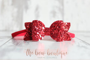 Small chunky glitter bows (25 Colours)