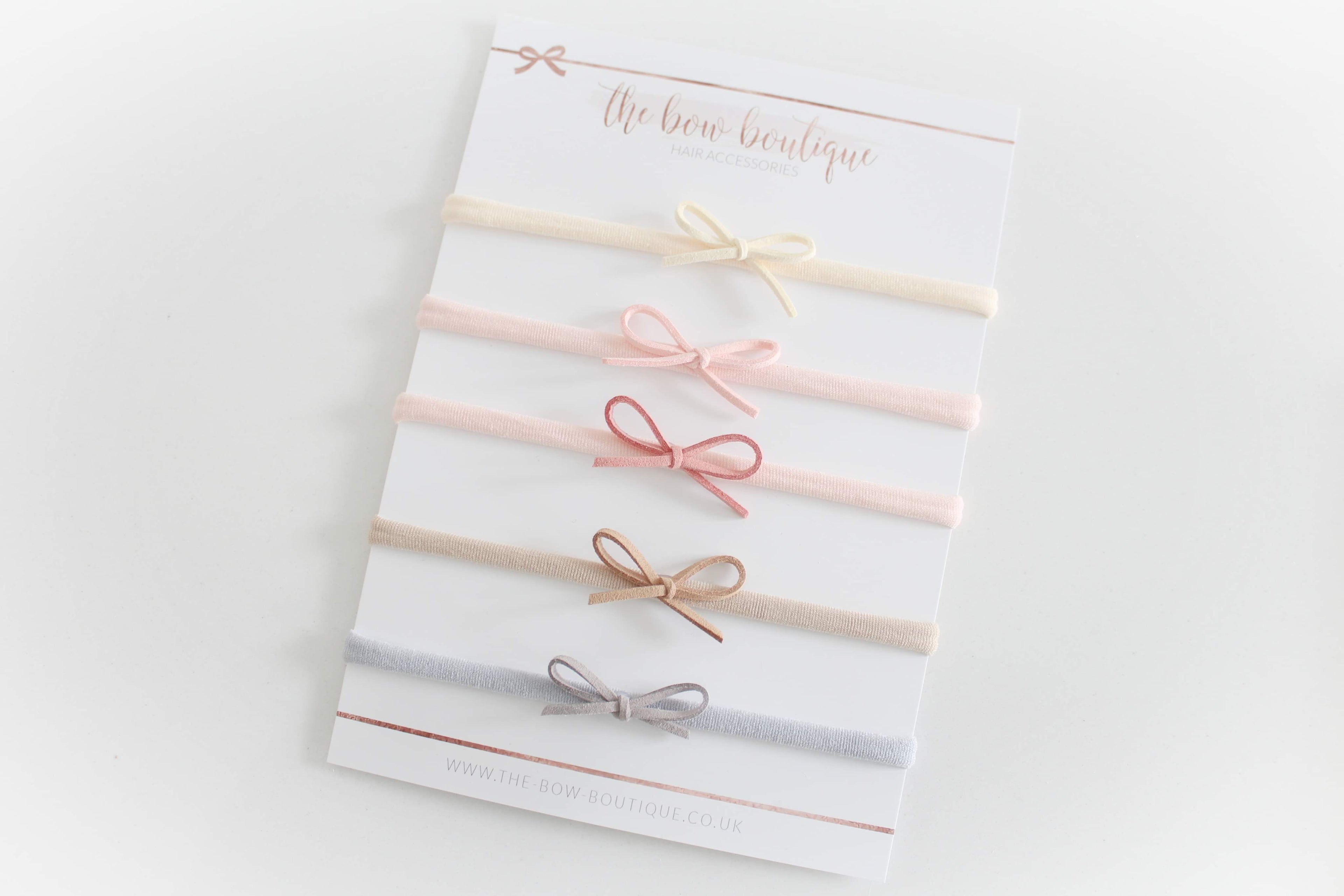 Petite neutral suede bow headbands