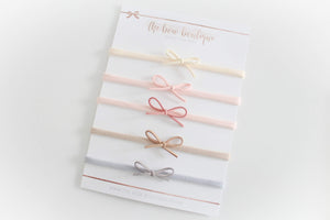 Petite neutral suede bow headbands