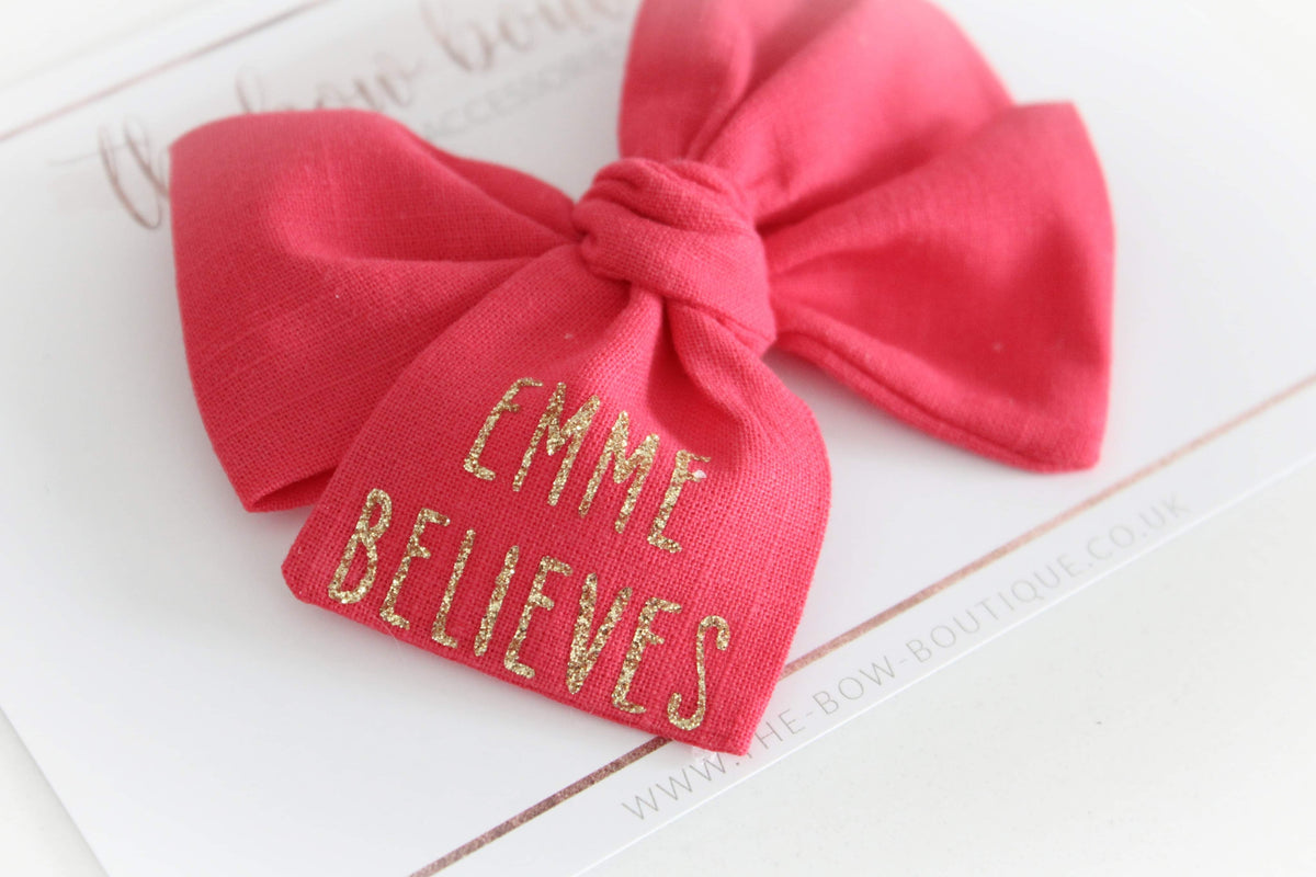 Christmas believe glitter bow | Clip, headband or bobble