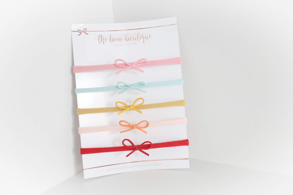 Petite summer suede bow headband set
