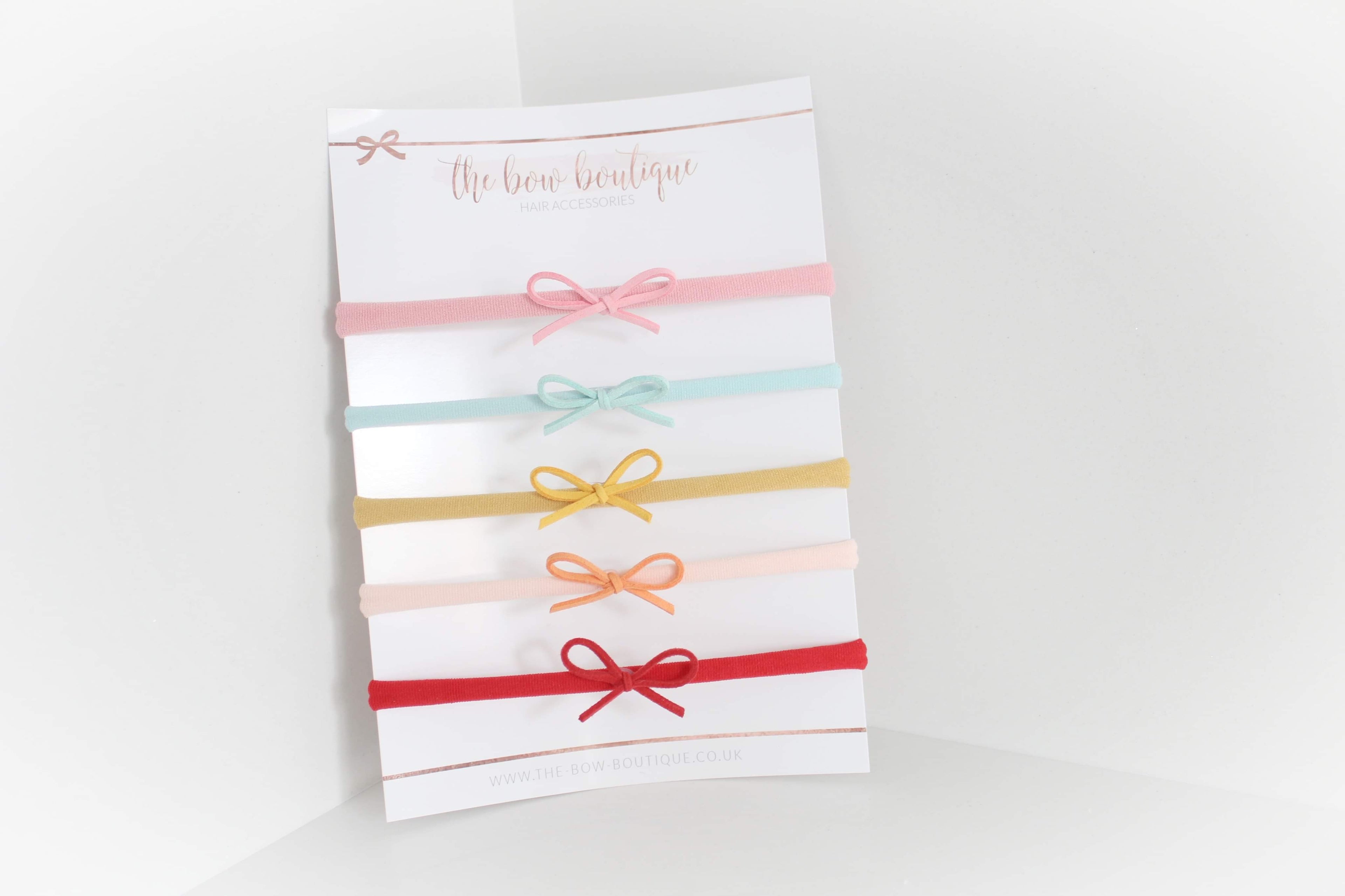 Petite summer suede bow headband set