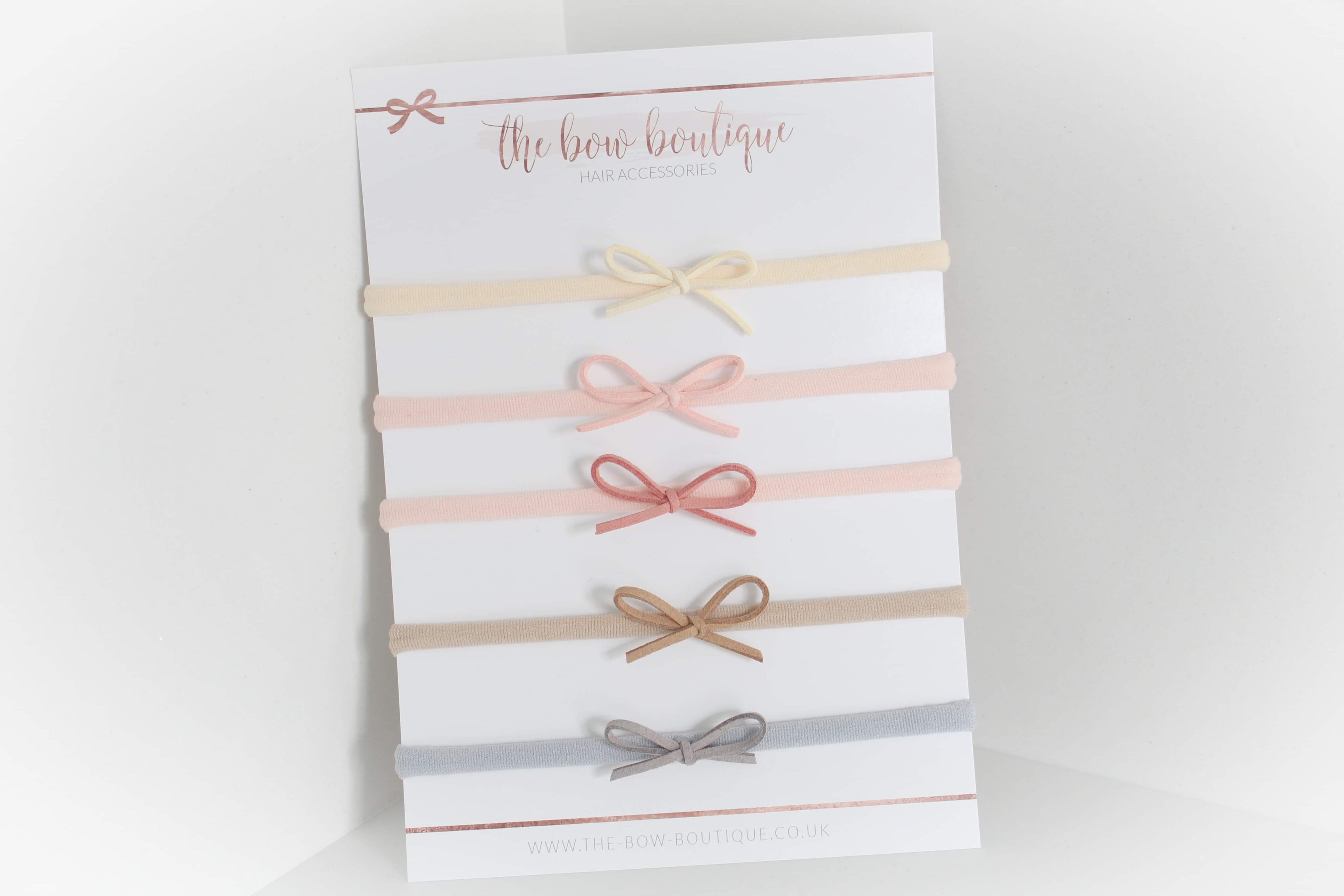 Petite neutral suede bow headbands