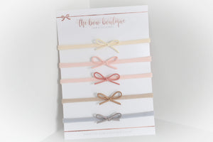 Petite neutral suede bow headbands