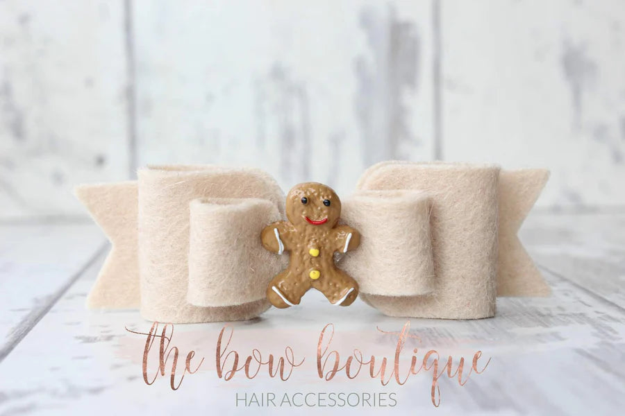Gingerbread man bow | Clip or headband
