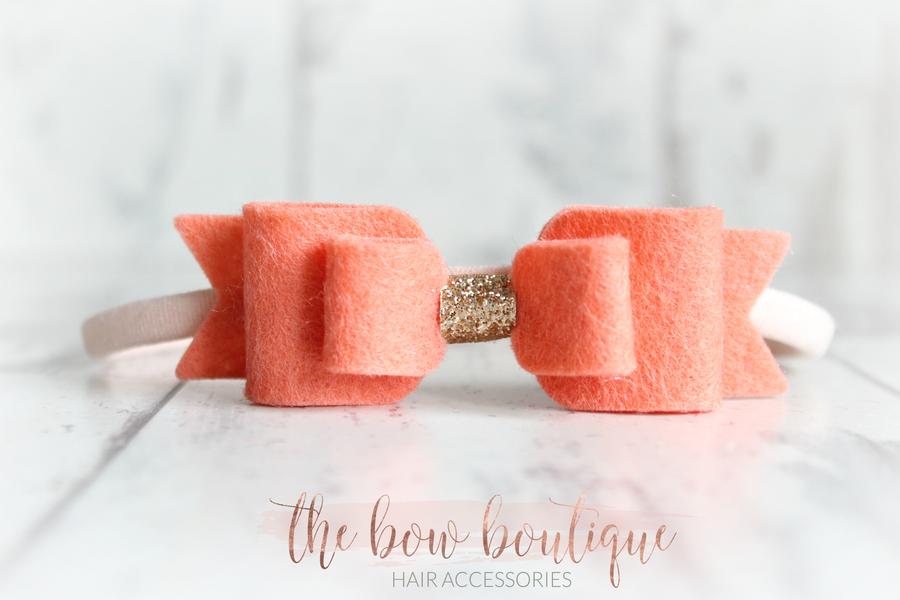 Double felt bows with gold centre | 25 colours | Clip or headband
