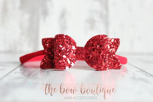 Red small chunky glitter bows