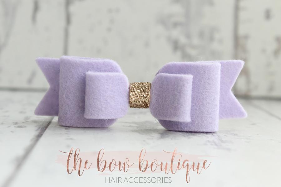 Double felt bows with gold centre | 25 colours | Clip or headband