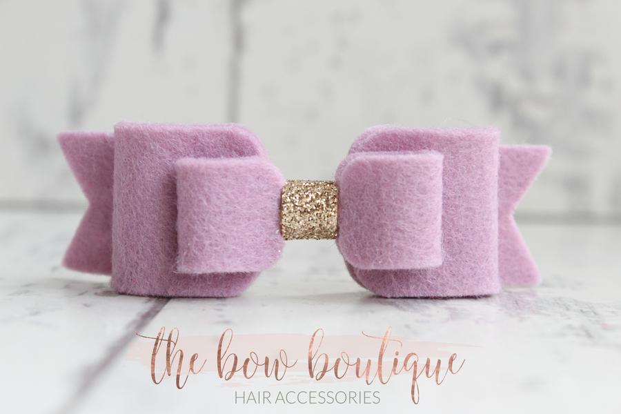 Double felt bows with gold centre | 25 colours | Clip or headband