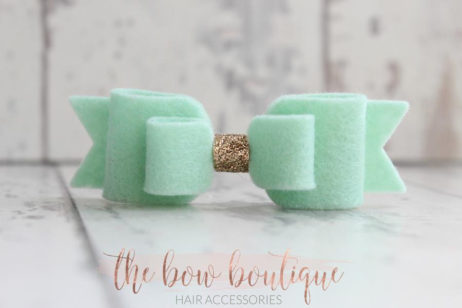 Double felt bows with gold centre | 25 colours | Clip or headband
