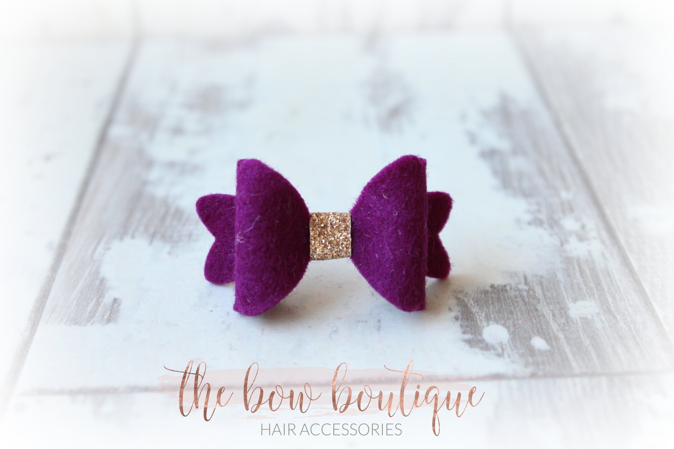 Mini baby felt gold centre bows | 25 Colours | Clip or bobble
