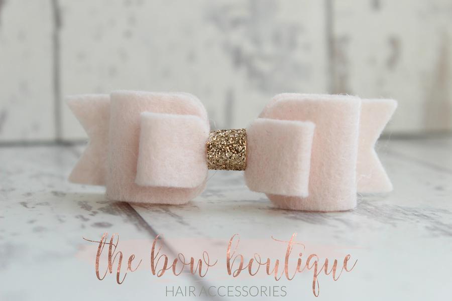 Double felt bows with gold centre | 25 colours | Clip or headband