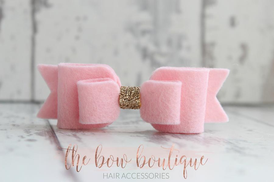Double felt bows with gold centre | 25 colours | Clip or headband