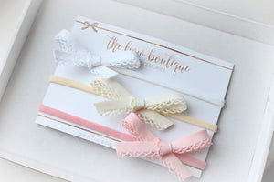 Hand tied dainty headband set