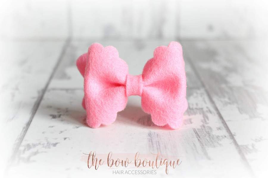 Small luxury scalloped felt bows | 23 Colours | Clip or headband