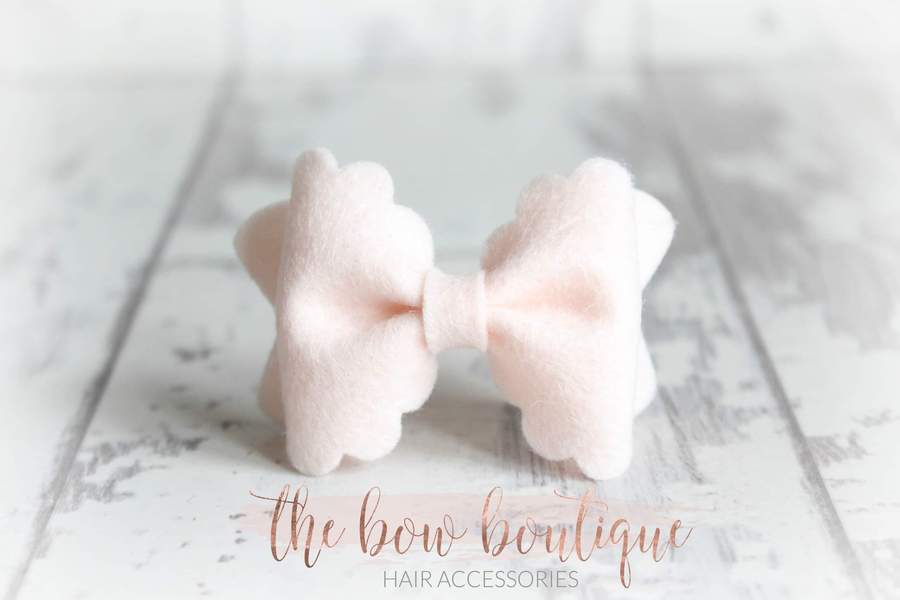 Small luxury scalloped felt bows | 23 Colours | Clip or headband