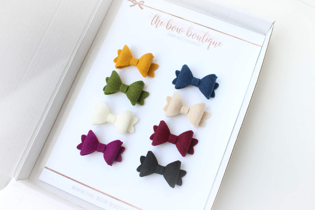 Set of 8 autumn mini baby bows l clips or bobbles
