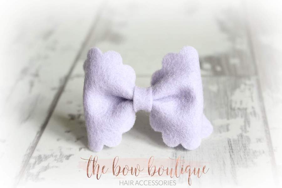 Small luxury scalloped felt bows | 23 Colours | Clip or headband