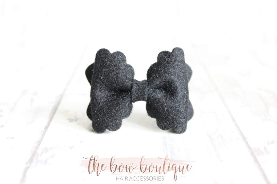 Small luxury scalloped felt bows | 23 Colours | Clip or headband