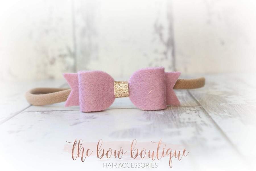 Small vintage bows with gold centre  | 12 Colours | Clip or headband