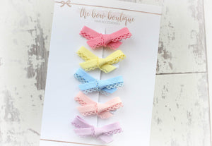 Summer hand tied dainty set I clips or headbands
