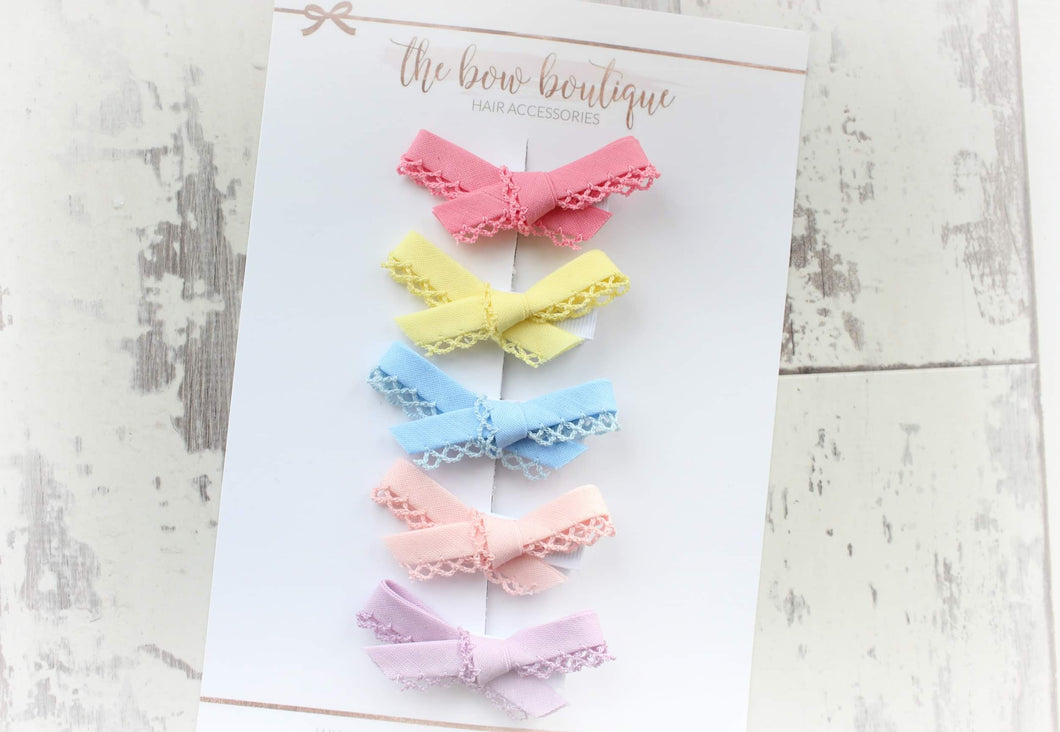 Summer hand tied dainty set I clips or headbands