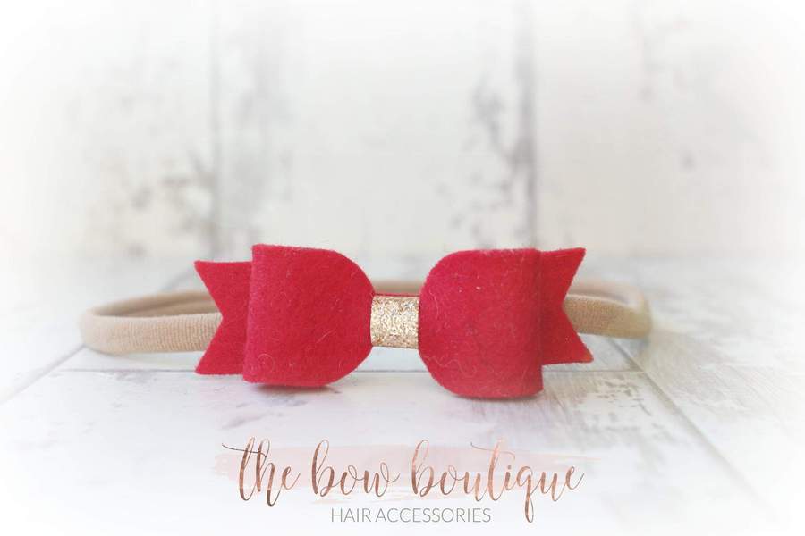 Small vintage bows with gold centre  | 12 Colours | Clip or headband