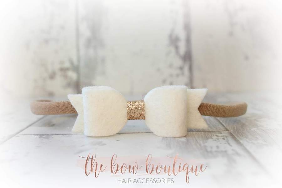Small vintage bows with gold centre  | 12 Colours | Clip or headband